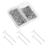 100 Piezas Alfileres en T para Cabezas de Peluca, 38&51mm Alfileres Rectos para Peluca con Una Caja de Plástico Pines en T para Manualidades Tejer Coser Joyería (Plata)