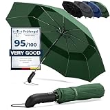 Paraguas Plegable con Teflón Impermeable - Abrir y Cerrar Automático con 9 Varillas a Prueba de Viento hasta 140km/h – Robusto Pequeño Ligero Resistente para Adultos, Hombres y Mujeres, Verde