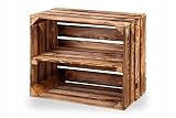 Nuevas cajas de frutas con tabla central, cajas de madera, cajas de vino, cajas de manzanas, estantería, cajonera flameada, 50 x 40 x 30 cm