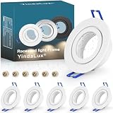 YindaLux 6 Uds Marco Foco Empotrable GU10 IP44 Blanco, Aro Empotrable de Aluminio para Baño, Focos Techo 230V con Portalámparas GU10, Ø84mm, Corte 65-75mm, sin Bombilla