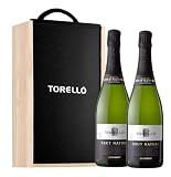 EUROLOTES Cava Corpinnat Torelló Brut Nature Gran Reserva, 2 Botellas en Caja de Madera