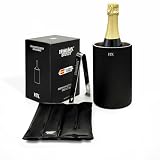 Huniox® Chill Out Enfriador de Botellas de Vino – Cubitera para Hielo – Enfriador Botella – Wine Cooler – Enfriador Vino – Cubitera – Champanera – Enfriador de Vino – Hielera - Enfriador Cava (Black)