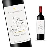 FunFest - Set de 2 Etiquetas para Botella de Vino Anuncio de Embarazo - 'Futuro Tío' (Grand Cru/ES)