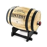 COOK CONCEPT Fuente de Bebida Tonel de Vino Madera con Grifo Beige | Madera y metal, fuente de bebida tonel de vino, 27x21x26 cm, dispensador con grifo, beige marrón