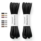 Puzeam 2 Pares 3mm Cordones Zapatos Redondos Encerados Negro 80 cm