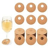 Marcadores de copas 100 piezas papel kraft marrón con abridor negro | Etiquetas redondas escribibles de cartulina 7 cm exterior 2 cm interior para vino champán cóctel boda y fiesta