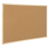 Raylu Paper® – Tablero de corcho natural con marco de madera de pino, tablón de anuncios con señalizadores y kit de montaje. (40 X 30 cm)