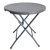 EME Mesa Baja Plegable Catering en Color Gris Oscuro, Dimensiones Ø80x74cm Mesa Plegable Tipo Cocktail Material Polietileno de Alta Densidad Apta para Eventos de Interior y Exterior