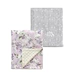 CREVENT 2 mantas de bebé de 76 x 102 cm, bonitas, acogedoras, esponjosas y cálidas para bebés y niños pequeños, ropa de cama para cuna, moisés y cochecito - Nube gris + Uva Minky