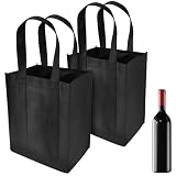 Qaestuan 2 Piezas Bolsa Botella Vino, Bolsa de la Compra con 6 Compartimentos, Reutilizable Bolsas de Transporte de Vino, para Fiestas, Viajes y picnics (25 x 18 x 27 cm)