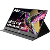 AOC 16T20E2 Monitor Portátil 16 Pulgadas FHD, IPS, 60Hz, Altavoces (1920x1080, 2X USB-C, 1x Mini HDMI), Negro
