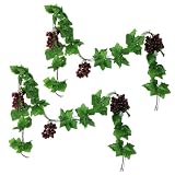 LONGHAO 2 Pcs, Uvas Falsas, 6 Juegos Brochetas, Brochetas Plástico, Decoración Frutas Verduras Artificiales