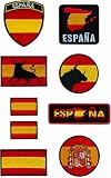 9 Parches Bordados Termoadhesivos para Ropa Bandera España | Aplicaciones termoadhesivas para decorar chaquetas, pantalones, camisetas, cazadoras