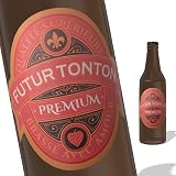 FunFest - Set de 6 Etiquetas para Botella de Cerveza - Futur Tonton - Verde y Oro (Atención: Texto en FRANCÉS)