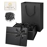 Caja Regalo Cumpleaños, Regalo Cuadrada Plegable con Bolsa, Caja de Regalo Grande con Tapa y Tarjeta para Bodas Aniversarios Fiestas San Valentín