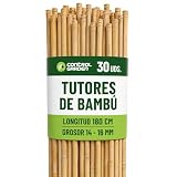 Control Garden 30 Tutores de Bambu para Plantas 180 cm Grosor 14-16 mm | Cañas Estacas Natural para Tomateras, Enredaderas y Sujetar Cultivos | Varas Resistentes Huerto y Jardin
