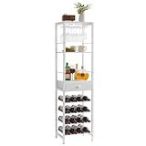 IBUYKE Estantería de Vino,Botelleros con Portavasos y Cajón,Blanco TMJ905W