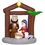 Outsunny Belén Inflable Navideño con Luces LED 150x90x185 cm Multicolor