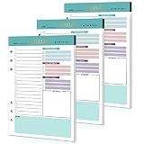 A5 To Do List Refill Paper Daily Planner sin fecha 3 paquetes 6 agujeros 150 hojas A5 Refillable Refill Paper Daily Planner con lista TO-DO, horario impreso por ambas caras