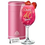 CROWNLY CRYSTAL Copa Vino Cristal Regalo Personalizado Mujer 40 Años Cheers To 40 Years Cumpleaños Mujer Aniversario Brindis Elegante Copa Para Vino Cava Y Cócteles Recuerdo Especial