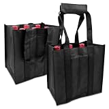 Newpop 2 Piezas Portabotellas de Vino, Bolsas para Botellas de Vino(Negro) | Bolsa Porta Botellas de Vino con 6 Compartimentos, Bolsa de Transporte de Vino, Bolsa de Almacenamiento de Botellas de Vino