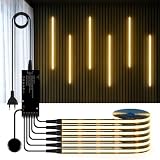 Tira LED COB,6 rodillos de iluminación para muebles con regulador táctil y detección de barrido de mano,tira LED COB cortable de 12V para vitrinas,bodegas,cocinas y estantes (2M,Blanco Cálido)