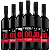 VINNIO - Vino sin alcohol 0,0 Premium Tinto | Caja de 6 botellas x 0,75 cl | SIN Azúcar - SIN Calorías | 0% alcohol con todo el sabor el vino tradicional. (TINTO)