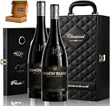 Genérico Estuche Ramón Bilbao de Vino Elegante para Regalo con Dos Botellas de Vino y Set de 4 Accesorios (Rioja, Ramon Bilbao EL) - EST. Cuero 2 RB EL