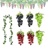 Dyiouxin Racimos de Uvas Artificiales,7 Piezas Uvas Artificiales Realistas,Uvas de Plástico,Frutas Artificiales,Adecuado para Fiestas, Fotografía, Decoración de Bodas, Accesorios de Frutas