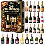 Calendario de Adviento de vino 2026 para adultos, un champán al día | Calendario de Adviento 2026 con 24 bonitas figuras de botella de vino para adultos