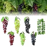 Molyorch 7 Piezas Racimos de Uvas Artificiales, Uvas Falsas Decorativas, Racimo Uvas Decorativas, para Decoración de Jardín Familiar, Accesorios de Frutas Simulados, Feria del Vino