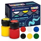 Decola Pintura porcelana set, 6x20ml permanente vidrio cerámica | Pinturas acrílicas vidrio y cerámica 6x20 ml, permanentes y cubrientes, decorar tazas y platos, regalos y hobby