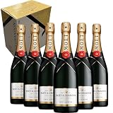 Moët & Chandon - Champagne Brut Impérial | Ideal para Fiestas Navideñas | Aromas frutales y florales | Perfecto para brindar | 6 BOTELLAS CAJA ORIGINAL