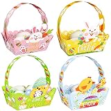 DPKOW 12pcs Bricolaje Pascua Canastas, Papel Manualidades Cestas Pascua Huevos Rellenar Canastas para Niños Niñas Fiesta Actividad, Pascua Caza Juego Cestas Pascua Regalos Canastas Dulces Bolsas