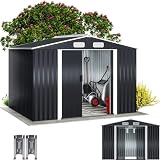 GARDEBRUK Caseta de Jardín Exterior 5m² con Base Puerta Corredera Antracita
