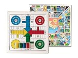 Cayro - Tablero Parchís y Oca - Tablero de Madera - Juego de Mesa Familiar - Fácil de Transportar - Diversión Garantizada