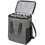 Kato Tirrinia Bolsa para Botellas de Vino y Cerveza de champán, Bolsa enfriadora de 6 vinos con Aislamiento, asa y Correa para el Hombro, Bolsa de Transporte para Transporte de 6 Botellas para Viajes