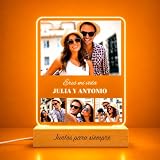 Transparent Gift Lámpara Personalizada con Fotos Collage y Textos. Lámparas Personalizadas Luz LED. Regalos Originales para Parejas, Amigos y Familia. Regalos Personalizados Cumpleaños, San Valentín