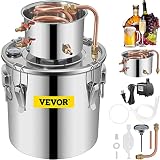 VEVOR Destilador de Alcohol de Agua 11,4 L Kit de Destilación con Bomba de Circulación, Tubo de Cobre para Alambique de Alcohol con Termómetro Incorporado para Whisky, Alcohol DIY, Acero Inoxidable