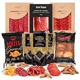 MARIA GOURMET | Cesta Gourmet para regalar Jamon de Teruel - Cesta Regalo |Longaniza de Aragon Lomo Curado Duroc |Embutidos Duroc de Teruel |BOX1