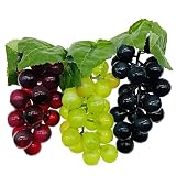 Woohome 3 Pz Uvas de Plástico Uvas Falsas Uvas Artificiales Simulación Uvas para Bodas, Interiores, Exteriores, Fiestas, Jardín