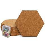 Raylu Paper® – Corcho Hexagonal para Pared Autoadhesivo, 10 Tableros de Corcho Natural de 6mm grosor, incluye 47 Chinchetas de colores. (Hexagonal)