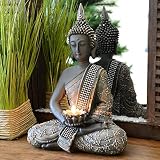 INtrenDU - Figura decorativa con diseño de Buda chino de 31 cm. con candelabro, decoración zen para interior Feng Shui