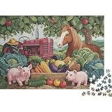 Rompecabezas Escena de Animales de Finca 1000 Piezas Cartón para Familia y Adultos Arte de Animales de Finca Difícil Sin Iluminación No Tóxico 52x38cm/1000pcs