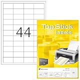 TopStick 8731 - Etiquetas autoadhesivas universales A4 pequeño (48,3 x 25,4 mm, papel) 100 hojas, 44 etiquetas por hoja, 4400 etiquetas, para impresoras inkjet y láser
