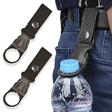 PLABBDPL 2 piezas Jaula para botella de agua con clip, Clip para soporte de botella de agua, llavero con hebilla de cinturón, soporte para botella para camping, senderismo, negro