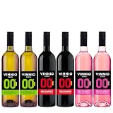VINNIO - DEGUSTACIÓN de Vino sin alcohol 0,0 Premium Blanco, Tinto y Rosado | Caja de 6 botellas x 0,75 cl | SIN Azúcar - SIN Calorías | 0% alcohol con todo el sabor el vino tradicional.