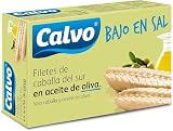 Calvo Filetes de Caballa del Sur en Aceite de Oliva Bajas en Sal 120g (Paquete de 5)