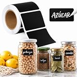 Rollo pegatinas impermeables recipientes tarros de cocina, Pegatina de Pizarra, Cocina Etiquetas Impermeable, Pegatinas para tarros, Tamaño pegatina 5.5 x 3.5 cm, 120 unidades