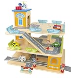 BAYAGU Garaje de Madera con Ascensor Manual y Estructura de 3 Niveles